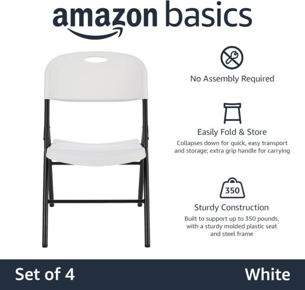 Amazon Basics Folding Chairs Review Durable Comfortable Foldable White 4-Pack
