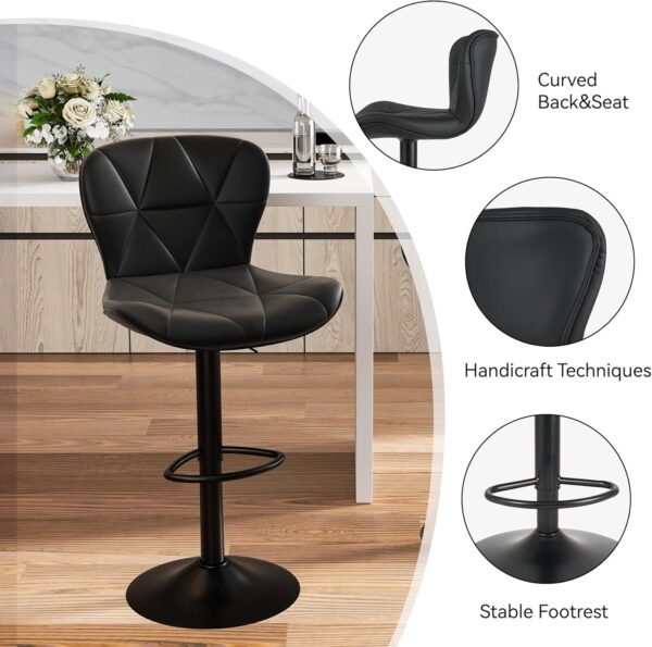 Review of Nalupatio Modern Adjustable Faux Leather Bar Stools Set of 2 for Kitchen Island