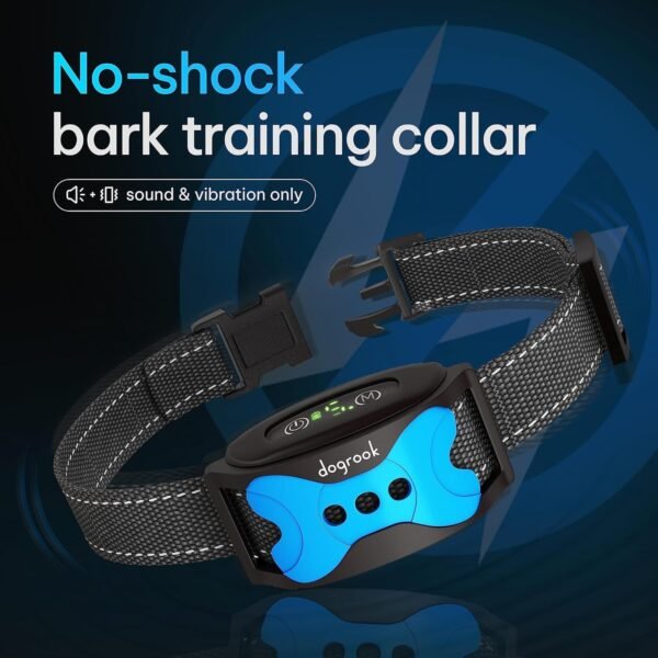 DogRook Blue Dog Bark Collar Review Smart No Shock Training Collar for Dogs