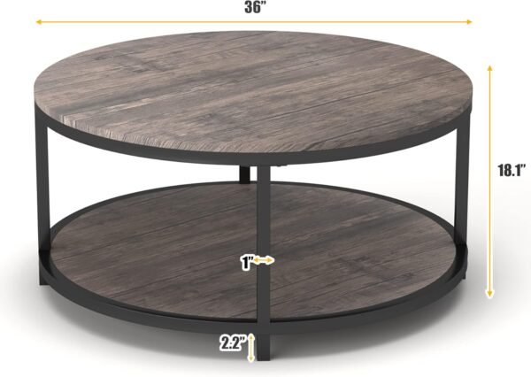 NSdirect Round Coffee Table Review Modern Rustic 2-Tier Wood Storage Design