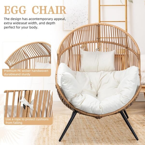 Review of Vongrasig Wicker Egg Chair Oversized Patio Lounge for Outdoor and Indoor Use