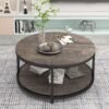 NSdirect Round Coffee Table Review Modern Rustic 2-Tier Wood Storage Design