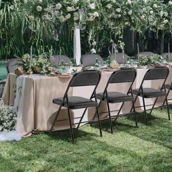 Sweetcrispy Folding Chairs Review Comfortable PU Leather 12 Pack Durable Metal Frame