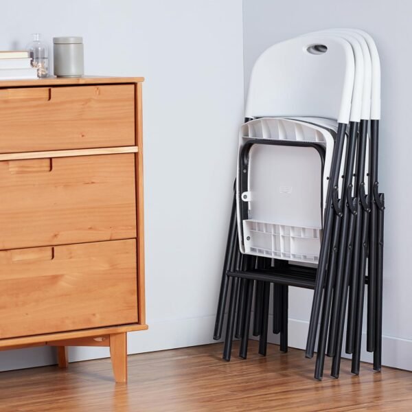 Amazon Basics Folding Chairs Review Durable Comfortable Foldable White 4-Pack