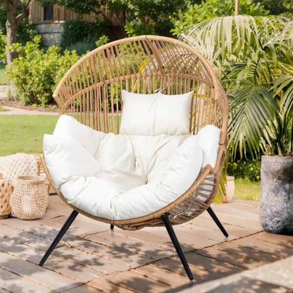 Review of Vongrasig Wicker Egg Chair Oversized Patio Lounge for Outdoor and Indoor Use