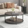 NSdirect Round Coffee Table Review Modern Rustic 2-Tier Wood Storage Design